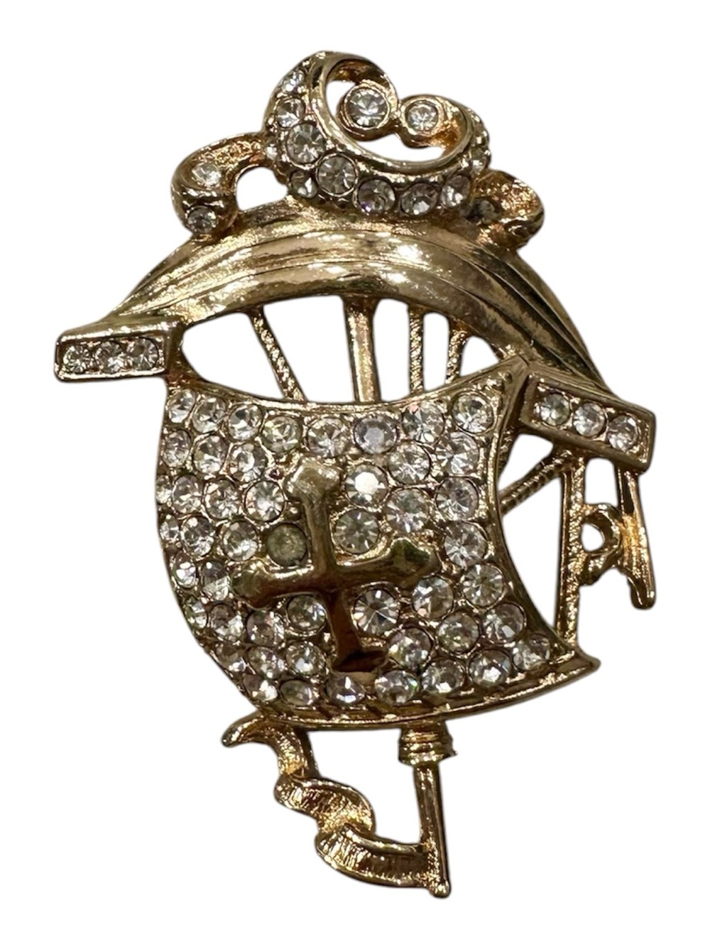 Vintage JJ Jonette Jewelry Gold Tone Sailboat Rhinestone Brooch Pin